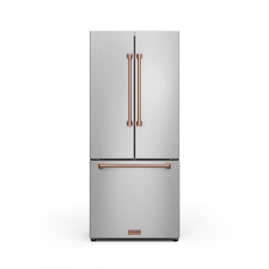 Gordon Ramsay by THOR Kitchen 30 Inch 17.7 cu ft French Door Counter Depth Refrigerator with Ice Maker in Stainless Steel/Rose Gold