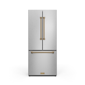 Gordon Ramsay by THOR Kitchen 30 Inch 17.7 cu ft French Door Counter Depth Refrigerator with Ice Maker in Stainless Steel/Bronze
