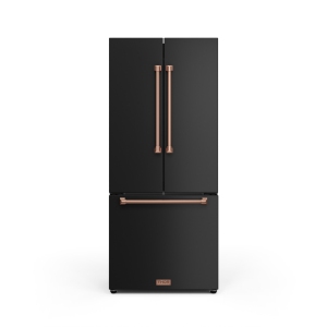 Gordon Ramsay by THOR Kitchen 30 Inch 17.7 cu ft French Door Counter Depth Refrigerator with Ice Maker in Black/Rose Gold