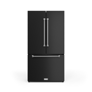 Gordon Ramsay by THOR Kitchen 36 Inch 20.3 cu ft French Door Counter Depth Refrigerator with Ice Maker in Black/Stainless Steel