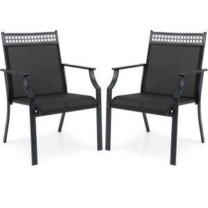Costway Patio Chairs Set of 2 with All Weather Breathable Fabric High Backrest