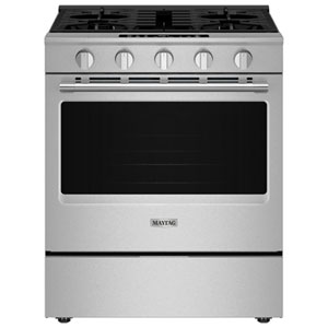 Maytag 30" 5.0 Cu. Ft. Fan Convection 5-Burner Slide-In Gas Air Fry Range (MSGS7030SZ) - Stainless Steel