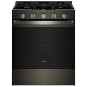 Whirlpool 30" 5.0 Cu. Ft. Fan Convection 5-Burner Slide-In Gas Range (WSGS5030SV) - Black-on-Stainless