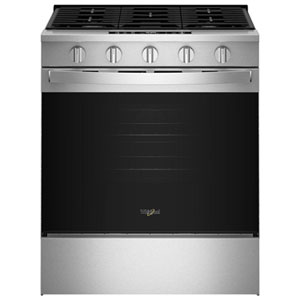 Whirlpool 30" 5.0 Cu. Ft. Fan Convection 5-Burner Slide-In Gas Range (WSGS5030SZ) - Stainless Steel