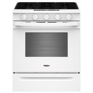 Whirlpool 30" 5.0 Cu. Ft. Fan Convection 5-Burner Slide-In Gas Range (WSGS5030SW) - White