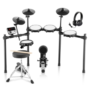 VEVOR 32 Drum Kits & 480 Sounds Electronic Drum Kit, USB MIDI Supported 8 in Quiet Mesh Snare Electric Drum Set with 10 in Cymbals Drum Sticks & Headphone, for Beginners & Adults