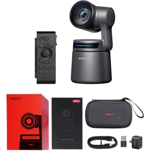 OBSBOT Tail Air & Ensemble Télécommande Intelligente - Caméra PTZ avec Suivi AI, Contrôle par Gestes, Webcam 4K pour Streaming, Tournage, Culte et Événements en Direct