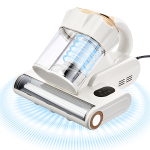 VEVOR 550W Mattress Vacuum Cleaner, Bed Vacuum Cleaner with 18Kpa Powerful Suction and Dual Dust Bin, HEPA Filter & Heating, Ultrasound Tech & Cleaning Lights, Sofa, Corded, White
