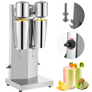 VEVOR Milkshake Maker Kit, Stainless Steel Electric Milkshake Maker, 180W Milkshake Machine, Double Head Classic Milkshake Maker with 800ml Cup, Silver, 2 Speed Adjustable