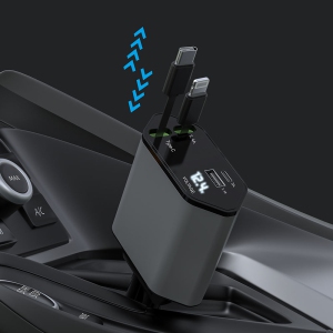 Retractable Car Charger, 4 in 1 Fast Car Phone Charger Retractable Cable 120W and 2 USB Ports Compatible with iPhone 15 Pro Max [Type-C+Type-c] Retractable Cable ★120W
