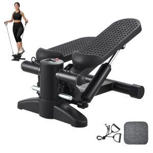 VEVOR 330LBS Stair Stepper, Mini Stepper for Exercise at Home, Hydraulic Fitness Stepper with Resistance Bands, Full Body Workout Cardio Equipment, Stair Climber with LCD Monitor