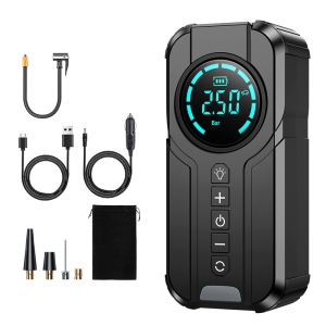 12V Wireless Portable Air Pump with LCD Screen - Multi-Function Car/Bicycle Tire Inflator, Supports 150PSI, 4 Preset Modes, LED Emergency Light