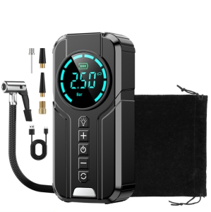 12V Wireless Portable Air Pump with LCD Screen - Multi-Function Car/Bicycle Tire Inflator, Supports 150PSI, 4 Preset Modes, LED Emergency Light