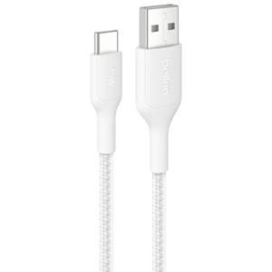 Belkin BoostCharge Pro 2m (6.6 ft.) Braided USB-A/USB-C Cable - White