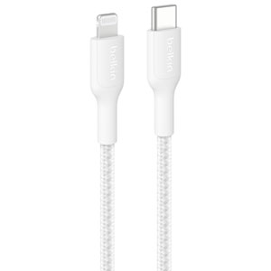 Belkin BoostCharge Pro 1m (3.3 ft.) Braided USB-C/Lightning Cable - White