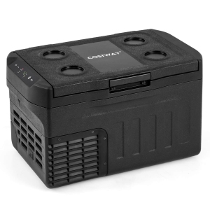 Costway 12 Volt Car Refrigerator with -4℉~68℉ Adjustable Range Divider for Camping 23/32/42 QT