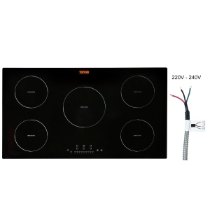 VEVOR 36'' Electric Induction Stove Top, 5 Burners, Magnetic Cooktop 9200W, 9 Heating Level Multifunctional Burner, LED Touch Screen w/ Child Lock & Over-Temperature Protection