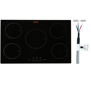 VEVOR 30'' Electric Induction Cooktop,5 Burners,Built-in Magnetic Cooktop 9200W,9 Heating Level Multifunctional Burner,LED Touch Screen w/ Child Lock & Over-Temperature Protection