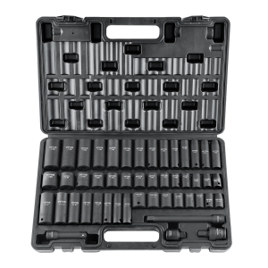 VEVOR 3/8" Drive Impact Socket Set, 48 Piece Socket Set SAE （5/16" -3/4"） & Metric （8-22mm）6 Point Cr-V Drive Extension Bar Universal Joint & Power Drill Adapter with Storage Case