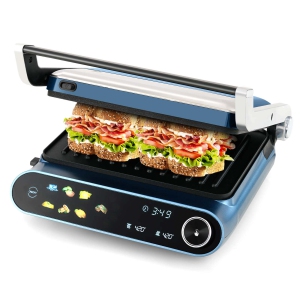 Costway 1200W Indoor Panini Electric Contact Grill with 2 Non-Stick Dishwasher-Safe Plates