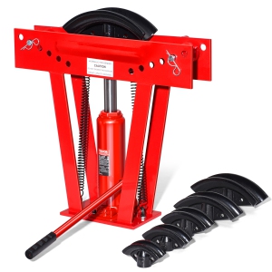 VEVOR 12 Ton Manual Copper Exhaust Hydraulic Pipe Bending Machine with 6 Dies (1/2" - 2") and 90 - 180° Adjustable Rollers, Heavy Pipe Tube Bender for Piping Railing Construction