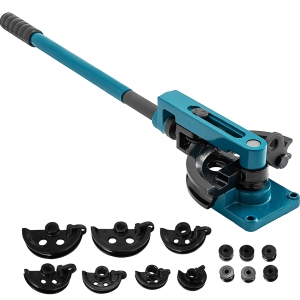 VEVOR 3/8" to 1" Pipe Tube Bender, Manual Pipe Tube Bender, with 7 Dies, Heavy Duty Tube Bender Tubing of Steel Metal Copper, for Repair Shops, Blue