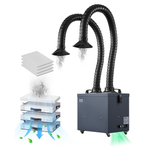 VEVOR 275W Soldering Fume Extractor with Dual Hoses,Brushless Absorber with 4-Stage Filters & 10 Speeds, 380m³/h Suction Smoke Purifier for Soldering, Laser Engraving, DIY Welding