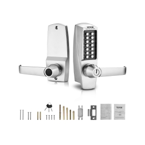 VEVOR Mechanical Keyless Entry Door Lock, 14 Key Mechanical Door Lock with Keys, Mechanical Keypad Door Lock with Handle, Stainless Steel Waterproof Keyless Gate Lock, for Garage