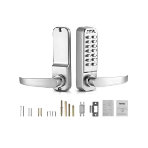 VEVOR Mechanical Keyless Entry Door Lock, 14 Key Mechanical Door Lock, Mechanical Keypad Door Lock with Handle, Stainless Steel Waterproof Keyless Gate Lock, for Fence Garage Yar