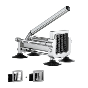 VEVOR French Fry Cutter, Potato Slicer with 1/2-Inch and 3/8-Inch Stainless Steel Blades, Manual Potato Cutter Chopper with Suction Cups, Great for Potato, French Fries, Cucumber