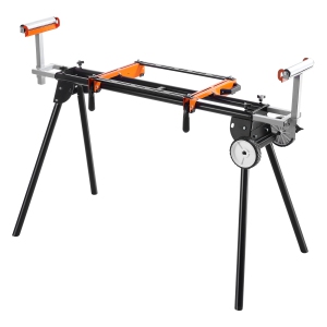 VEVOR 550lbs Load Capacity Steel Collapsible Stand for Miter Saw with One-piece Mounting Brackets Clamps,Adjustable Height and Length, Portable Compact and Folding Miter Saw Stand