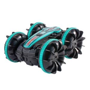 Toys for boys aged 5-12, children's amphibious remote control car, 2.4 GHz remote control stunt car, suitable for boys and girls, 4WD off-road truck - green
