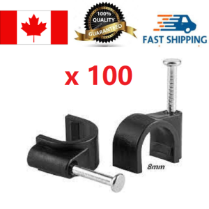 Chateau 8mm cable clips with nails, 80 pieces, CC-80BK