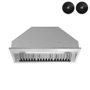 Streamline 34 in. Novara Ductless 350 CFM Range Hood in Brushed Stainless Steel with Baffle Filters, Electronic Button Control, LED Light
