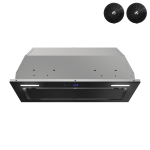 Streamline 28 in. Bradano Convertible Insert 350 CFM Range Hood in Glossy Black with Mesh Filters, Touchpad Control, LED Lights