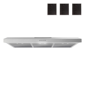 Streamline 36 in. Viterbo Ductless Undermount 80 CFM Range Hood in Brushed Stainless Steel with Mesh Filters, Push Button Control, LED Light