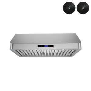 Streamline 30 in. Montecreto Ductless Undermount 406 CFM Range Hood in Brushed Stainless Steel with Baffle Filters, Touchpad Control, LED Lights
