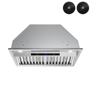 Streamline 28 in. Isnello Ductless Insert 350 CFM Range Hood in Brushed Stainless Steel with Baffle Filters, Touchpad Control, LED Lights