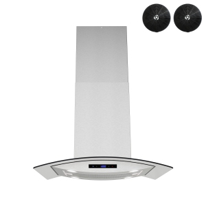 Streamline 30 in. Maddaloni Ductless Island 350 CFM Range Hood in Brushed Stainless Steel with Mesh Filters, Touchpad Control, LED Lights