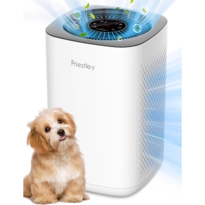 Priestley Smart WiFi Air Purifier for Bedroom, Home, Dorm - 3-in-1 HEPA Air Filter, Removes Dust, Smoke, Odors, Pet Dander, Up to 1100 Sq Ft, Sleep Mode