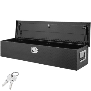 VEVOR 48"x15"x15" Heavy Duty Aluminum Truck Bed Tool Box, Diamond Plate Tool Box with Side Handle and Lock Keys, Storage Tool Box Chest Box Organizer for Pickup, Truck Bed, Black
