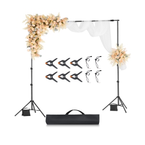 VEVOR 8.5 x 10 ft Backdrop Stand, Adjustable Photo Backdrop Stand Kit, Portable Background Backdrop Stand with 2 Tripods, Heavy Duty Projector Screen Stand, for Wedding,Photo Video