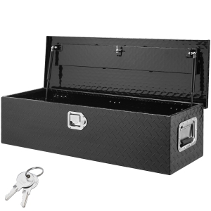 VEVOR 39"x13"x10" Heavy Duty Aluminum Truck Bed Tool Box, Diamond Plate Tool Box with Side Handle and Lock Keys, Storage Tool Box Chest Box Organizer for Pickup, Truck Bed, Black