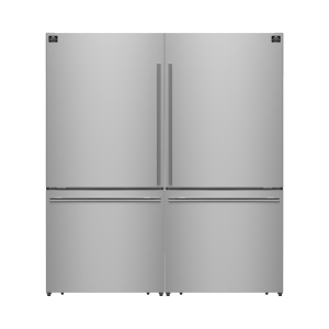 Forno Milano 2-Piece 62-Inch Freestanding Dual Bottom Freezer Refrigerator, Stainless Steel â€“ 34.4 cu.ft, Touch Control, Ice Maker