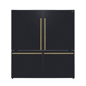 Forno Milano 2-Piece 62-Inch Freestanding Dual Bottom Freezer Refrigerator in Black â€“ 34.4 cu.ft, Touch Control, Ice Maker
