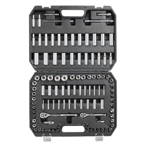 VEVOR 1/4" and 3/8" Drive Socket and Ratchet Set, 6-Point Socket Opening, 106 Pcs Tool Set SAE and Metric, Standard Sockets, 5/32-1 in, 5-19 mm, with Accessories, Storage Case
