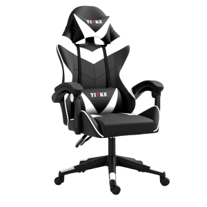 Ergonomic Gaming Chair Racing Style Adjustable Height High-Back PC Computer Chair with Headrest and Lumbar Support Executive Office Chair 208 White