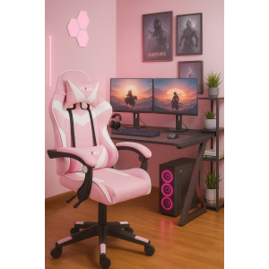 Ergonomic Gaming Chair Racing Style Adjustable Height High-Back PC Computer Chair with Headrest and Lumbar Support Executive Office Chair NEU208-Pink