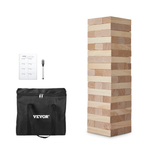 VEVOR Tumbling Timber Toy, 54 Blocks Medium Tumble Tower Blocks Game, Pine Wood Tumbling Tower Game with Carry Bag and Scoreboard, Wooden Stacking Game, Tumble Tower Family Games