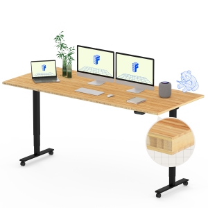 FlexiSpot Dual-Motor 3-Stage Electric Standing Desk with 72x30 Inch Bamboo Desktop and Black Frame Heavy-Duty Height Adjustable Design